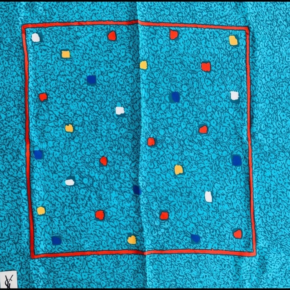 Vintage YSL Silk Scarf Abstract Color Block Silk - Picture 4 of 6